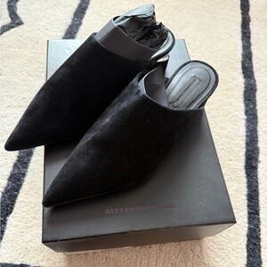 Alexander Wang Ella Black Suede Mules size 37 Never Worn